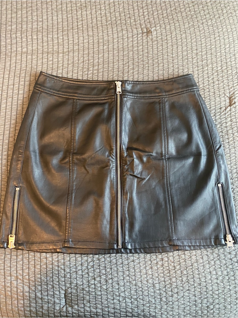 Express Black Faux Leather Zip-Front Mini Skirt